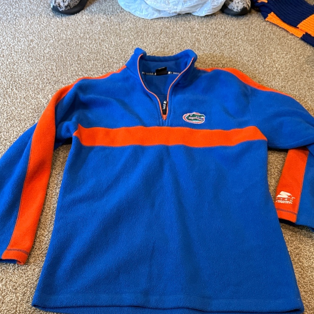 STARTER Blue and Orange Zip-Up Sweater